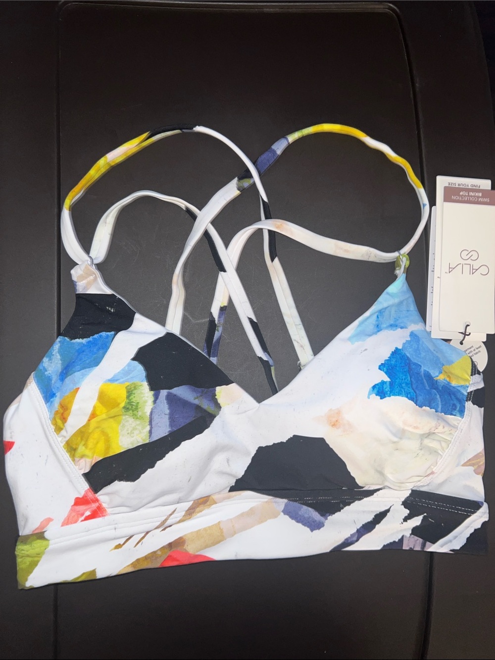 Calia Strappy Back Ruched Bikini Top, Collage Pure White, Size: Medium